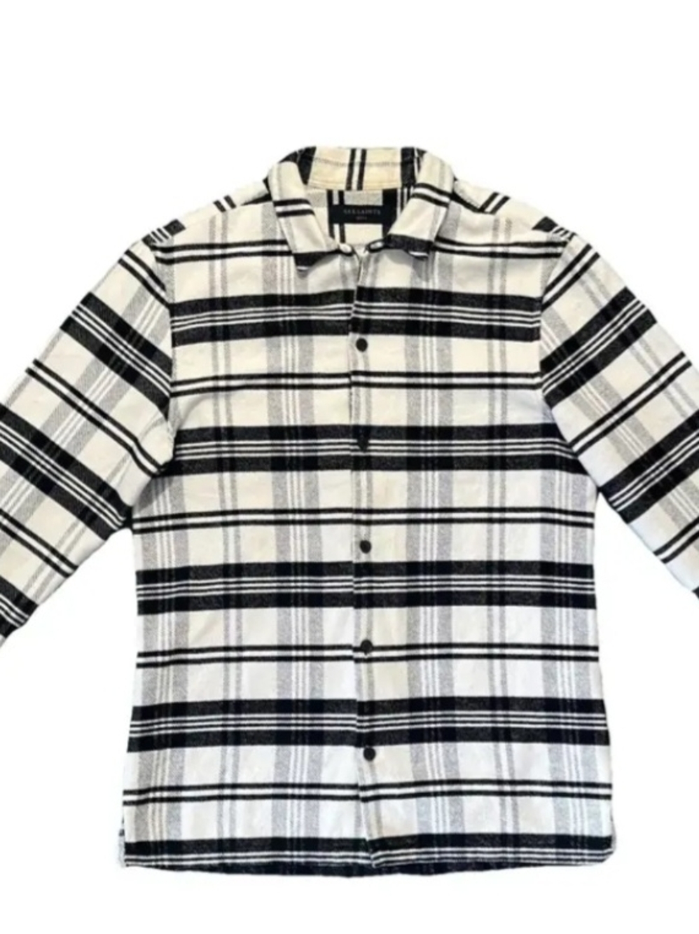 All Saints Black and White Plaid Button-Down Shirt